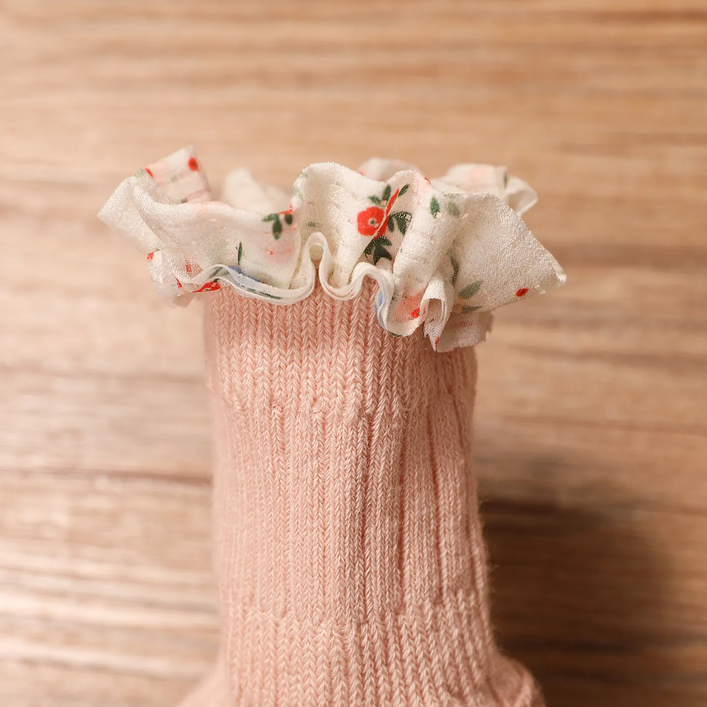 Baby Floral Graphic Ruffle Floor Socks Pink image 4