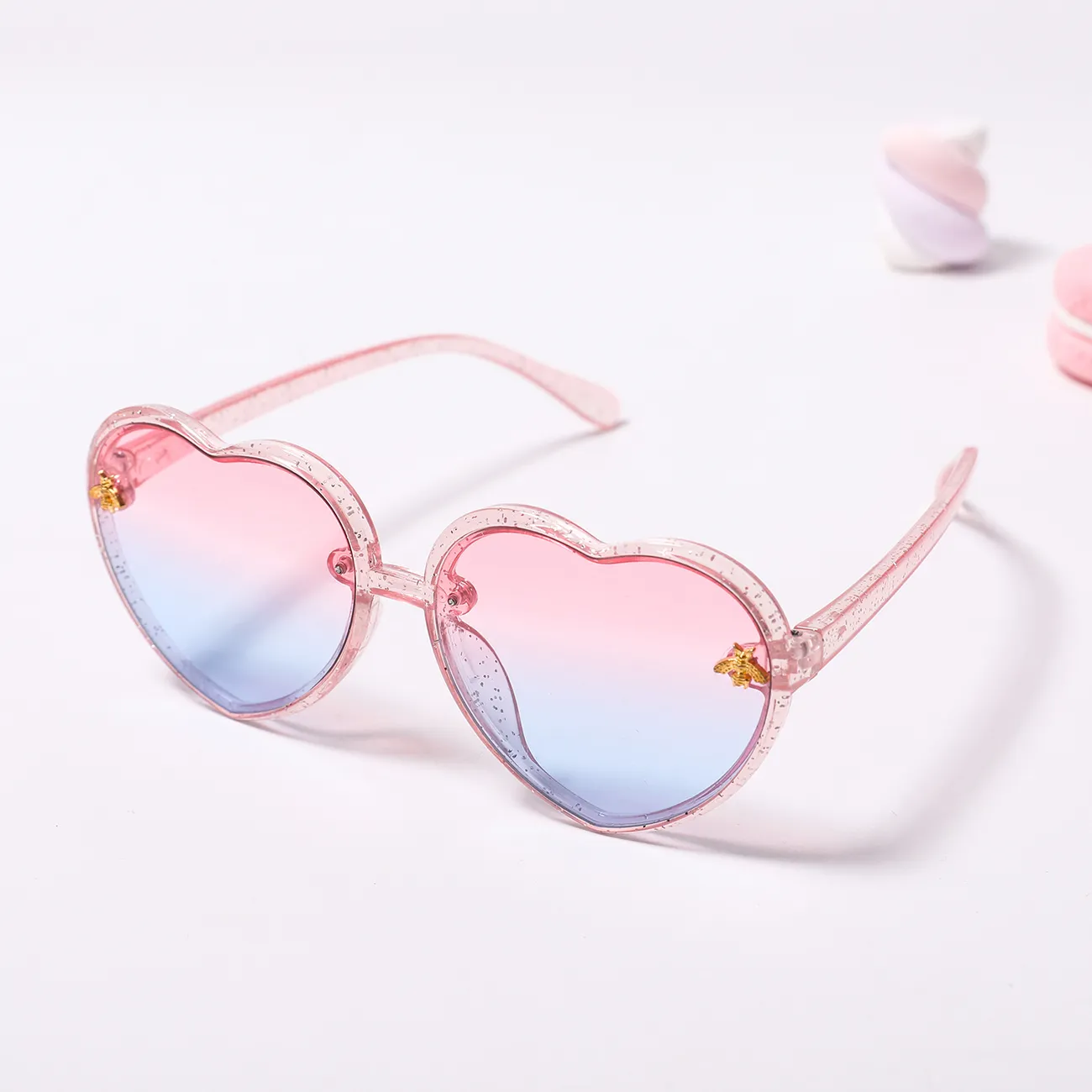 Toddler/Kid Heart Frame Sunglasses (with Glasses Case) Light Pink big image 1