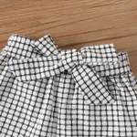 2pcs Baby Girl Cotton Animal Pattern Ruffle Top and Allover Plaid Bow Decor Shorts Set  image 3