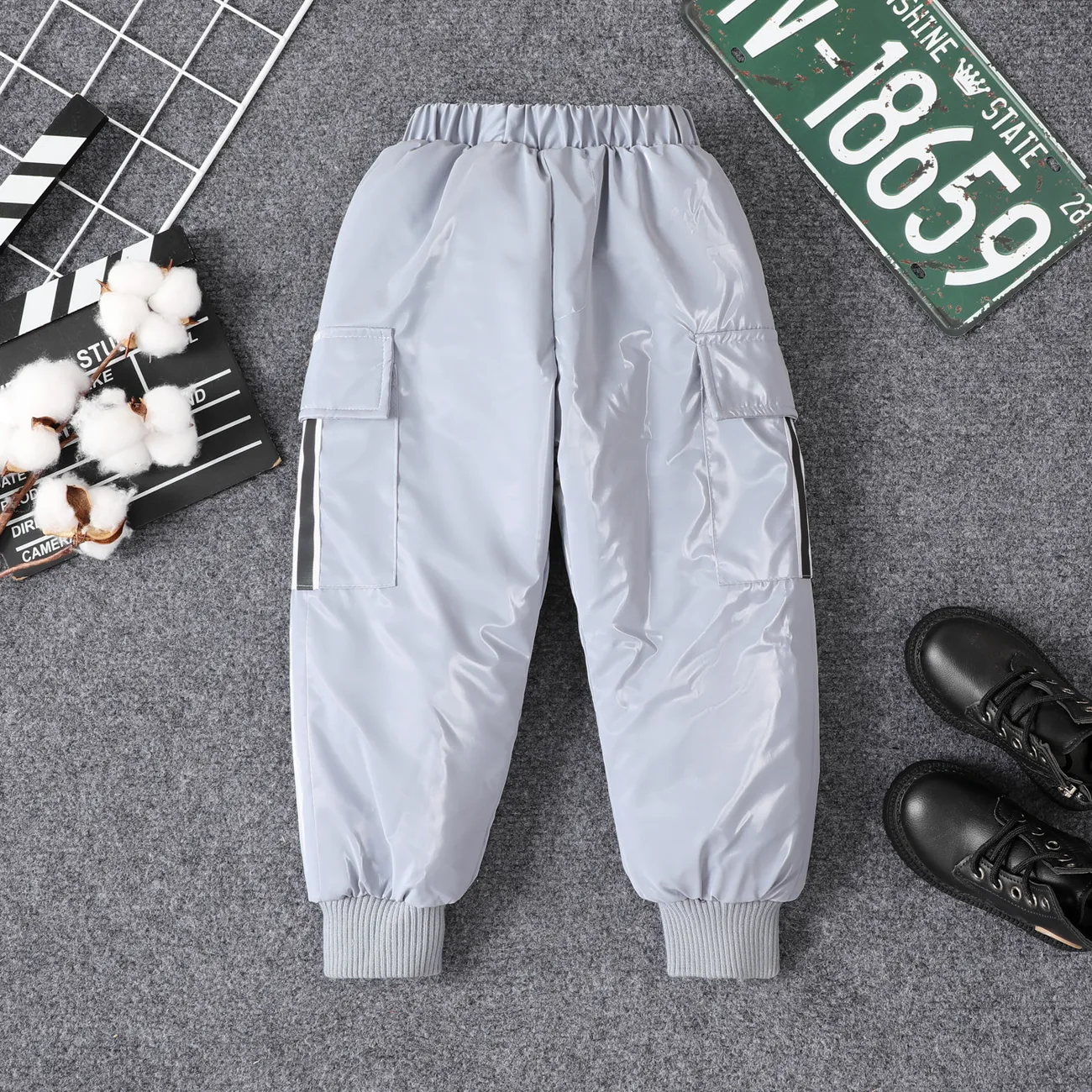 Toddler Boy Cotton-Padded Pocket Design Pants  big image 1