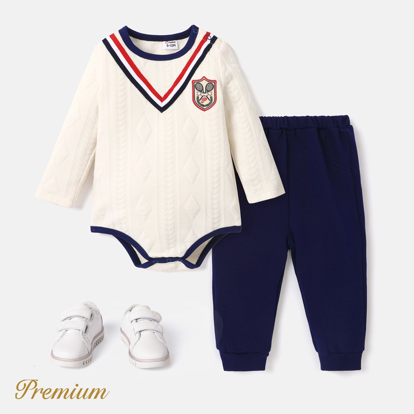2pcs Cotton Blend School-Style Baby Boy Set