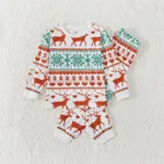 Christmas Family Matching Allover Reindeers Print Long-sleeve Pajamas Sets (Flame Resistant)  image 5