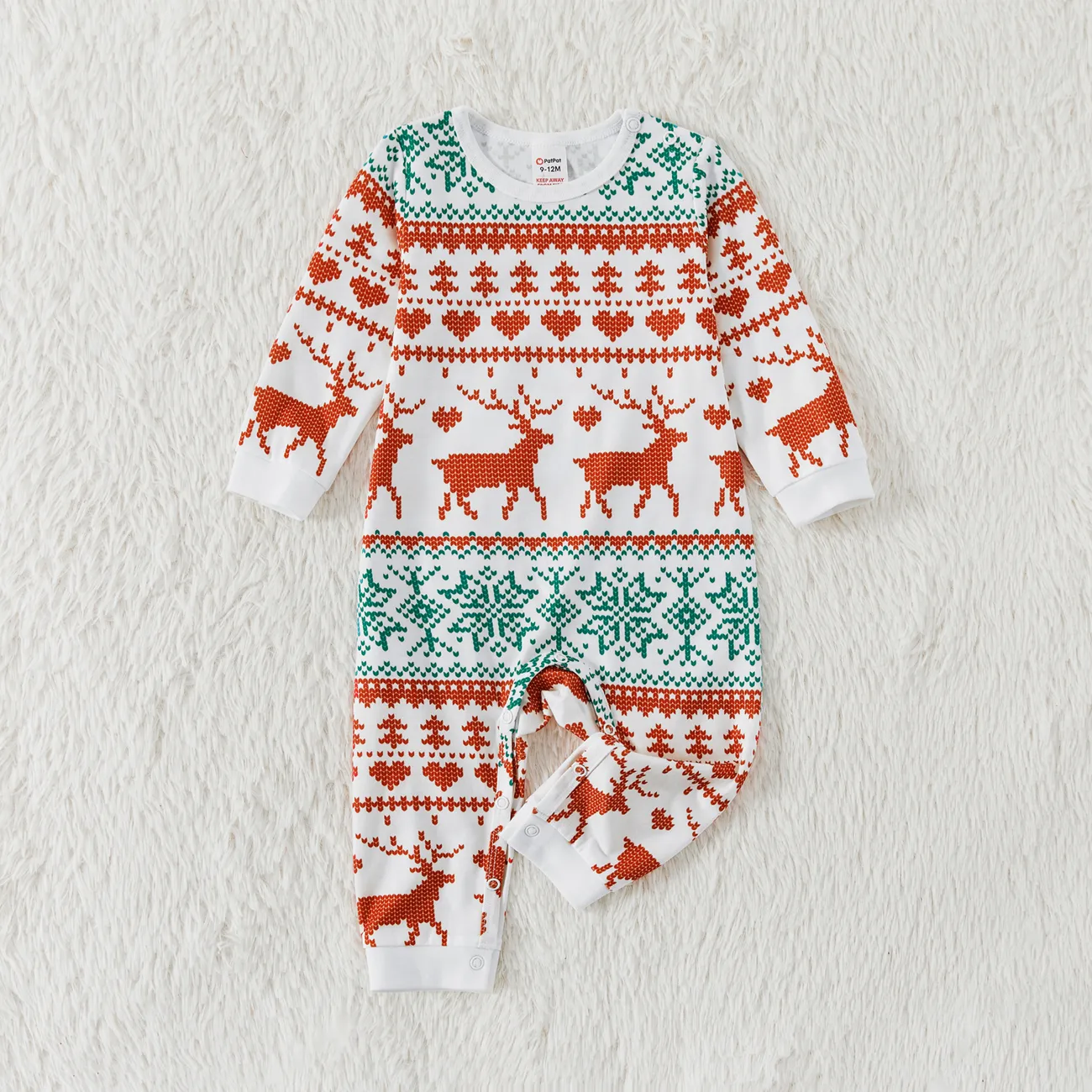 Christmas Family Matching Allover Reindeers Print Long-sleeve Pajamas Sets (Flame Resistant)  big image 1
