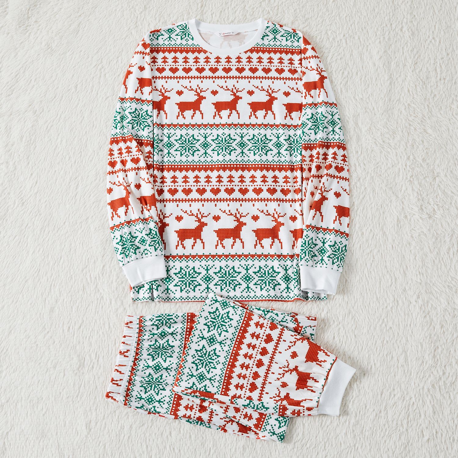 

Christmas Family Matching Allover Reindeers Print Long-sleeve Pajamas Sets (Flame Resistant)