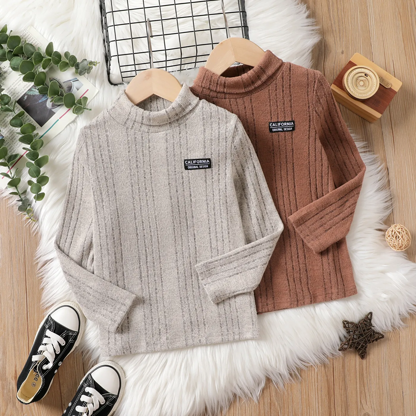 Kid/Toddler Boy Basic Solid color Fleece base Long-sleeve T-shirt