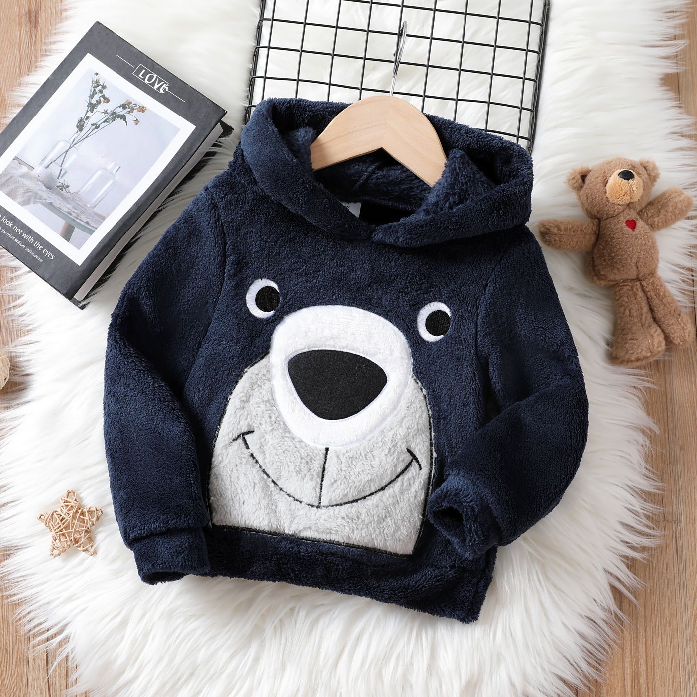 Toddler Boy Animal Pattern Childlike Style Hooded Sweatshirt