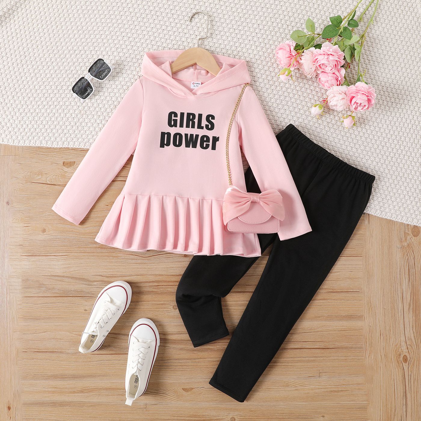 2PCS Kid Girl Sweet Hooded Set