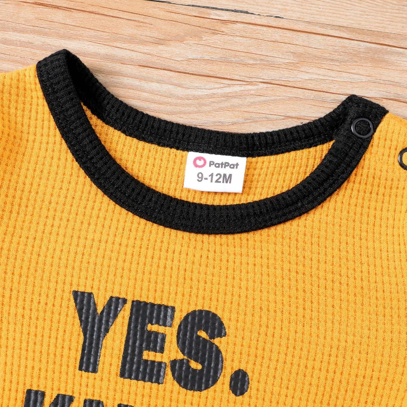 Baby Boy Letter Print Two Tone Waffle Slogan Tee  image 5