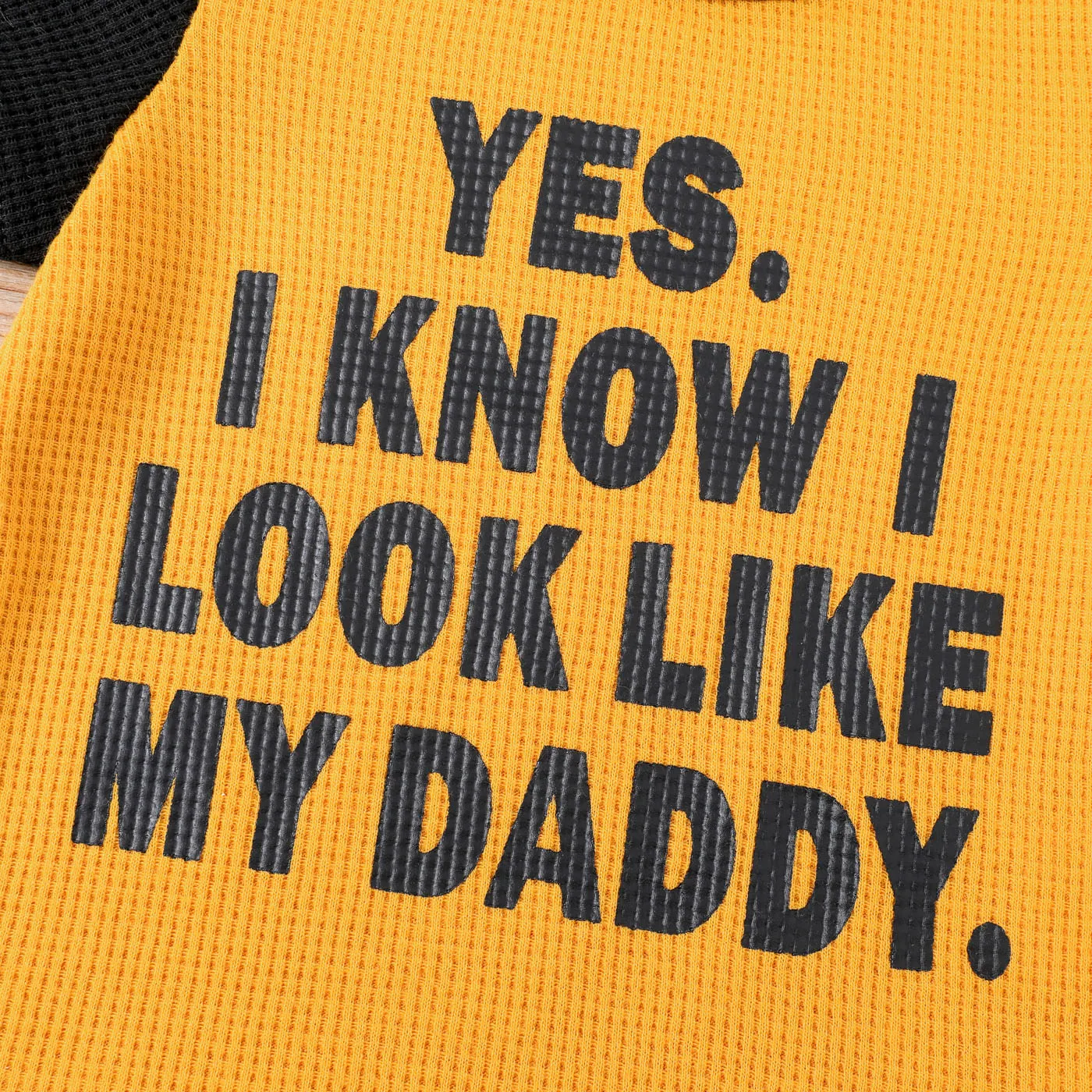 Baby Boy Letter Print Two Tone Waffle Slogan Tee  image 3