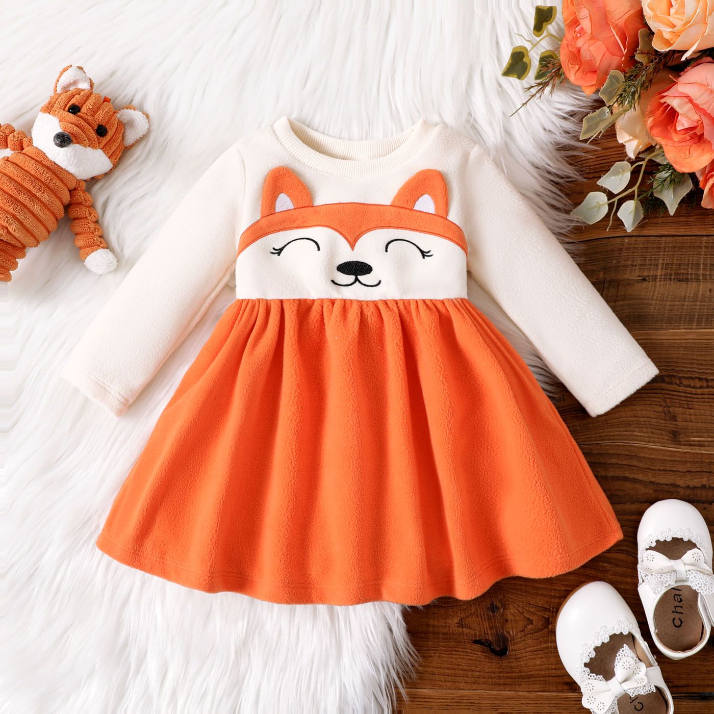 

Baby Girl Childlike Fox Animal Pattern Dress