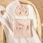 3 pcs Cotton Baby Swaddle Blanket Set with Unique Texture Patterns Khaki