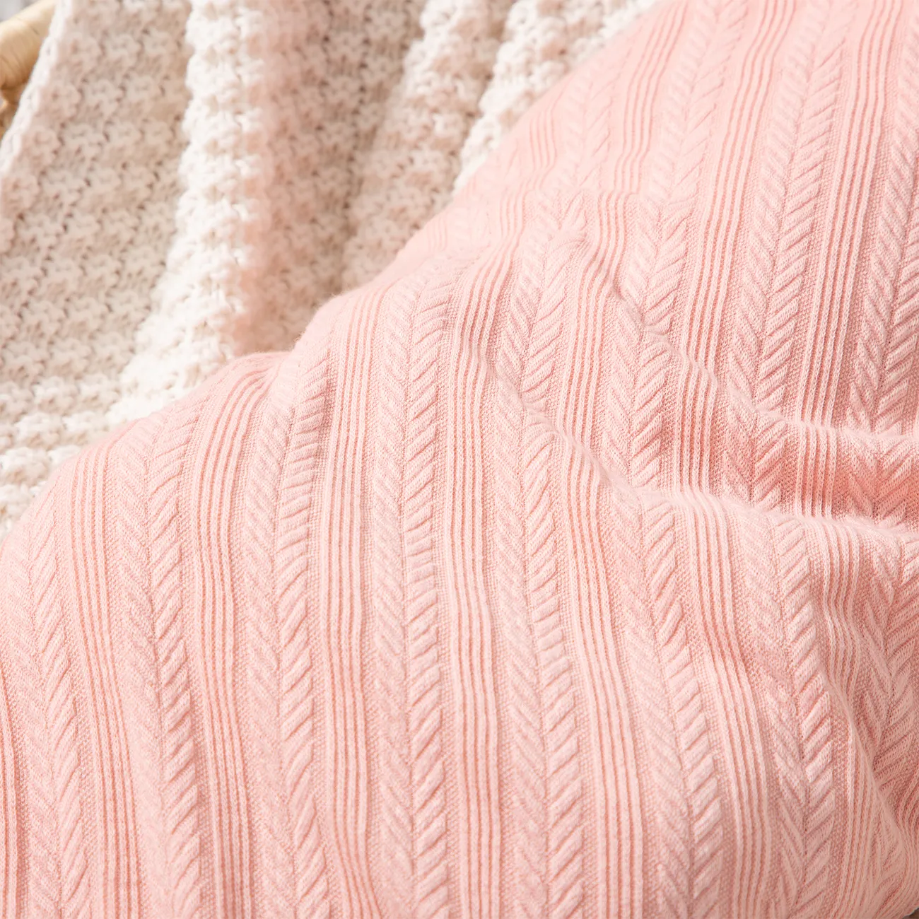 3 pcs Cotton Baby Swaddle Blanket Set with Unique Texture Patterns Pink image 5
