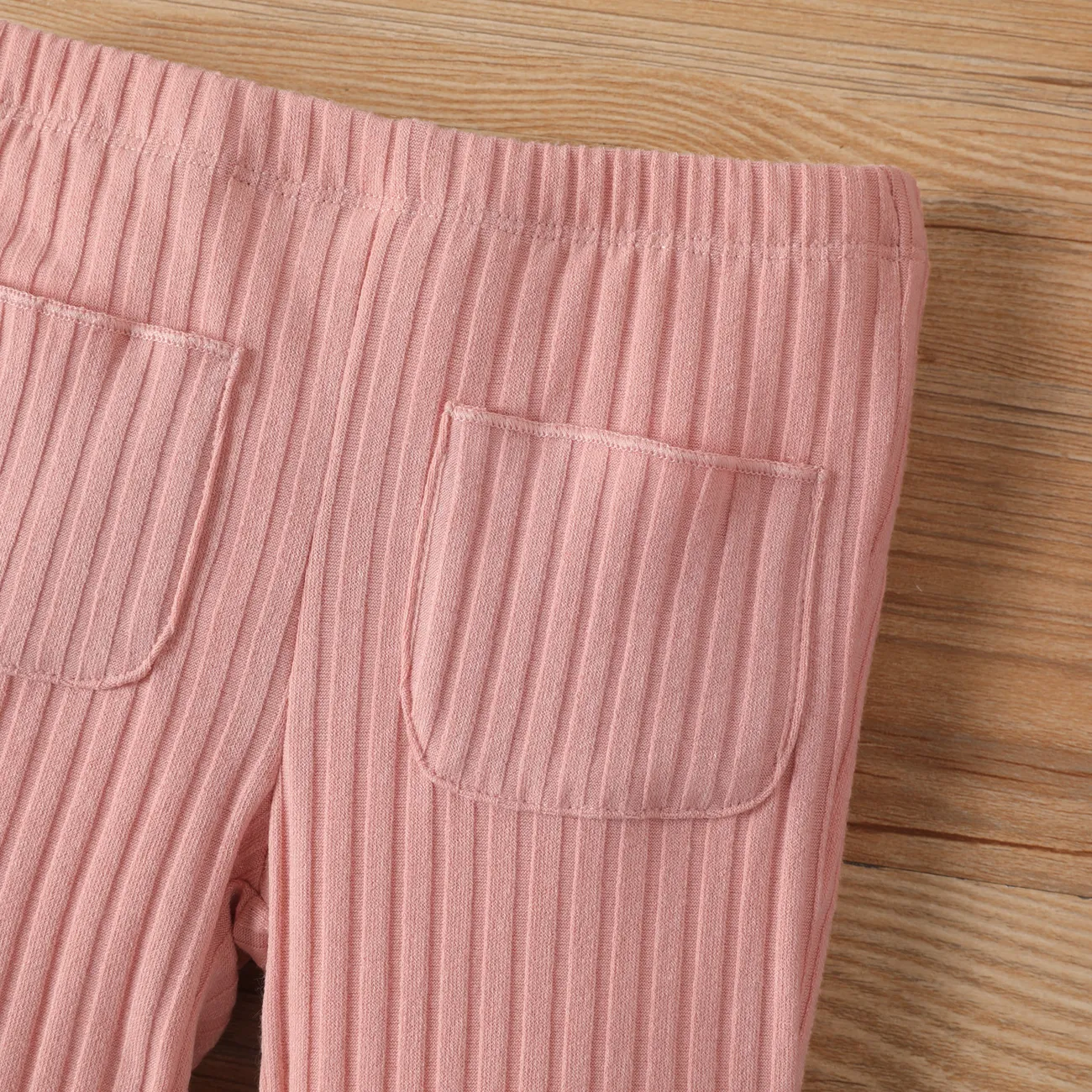 Toddler Girl Basic Solid Ribbed Pants Pink big image 1