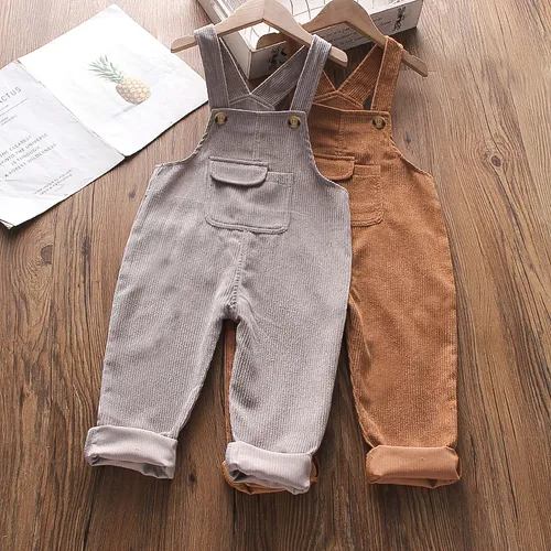 Toddler Girl/Boy  Solid Color Corduroy Overalls