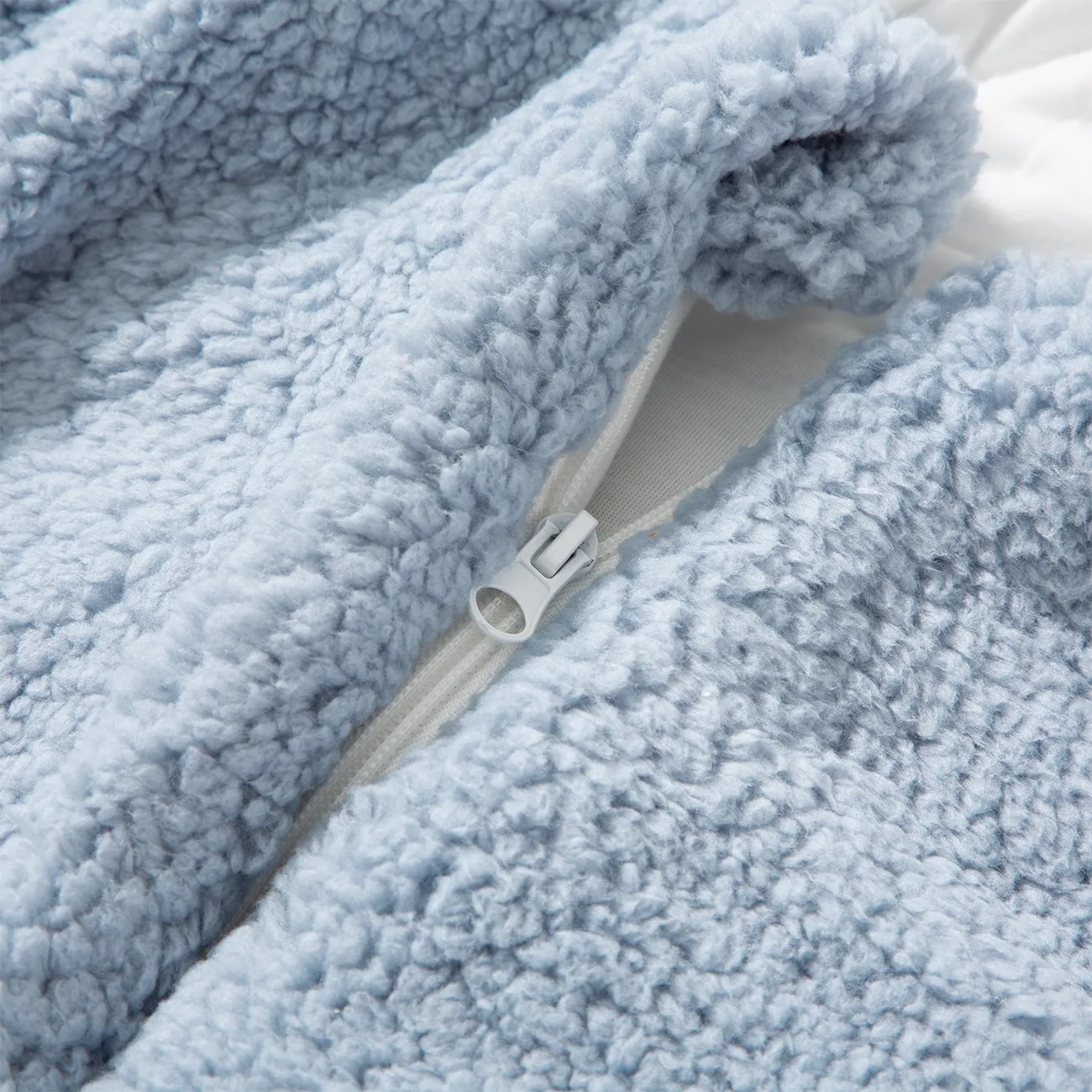 Thickened Baby Sheepskin Sleeping Bag with Cotton Lining and Faux Sheepskin Outer Layer Blue image 4