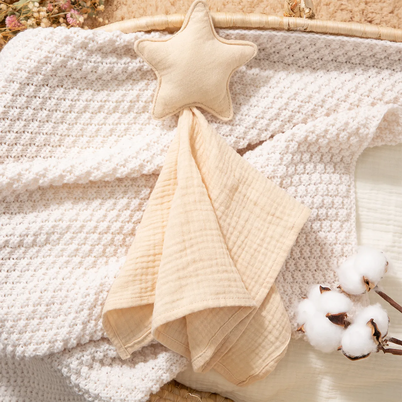 Cotton Crinkle Cloth Pacifier Towel for Baby Beige