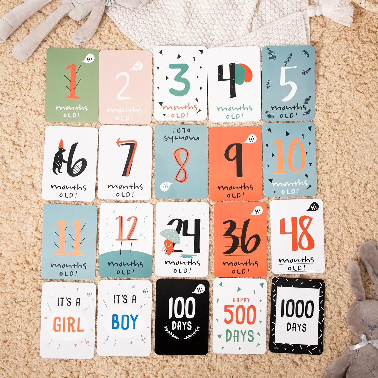 20pcs Commemorative Cards for The Number of Days In The Baby's Birth Month