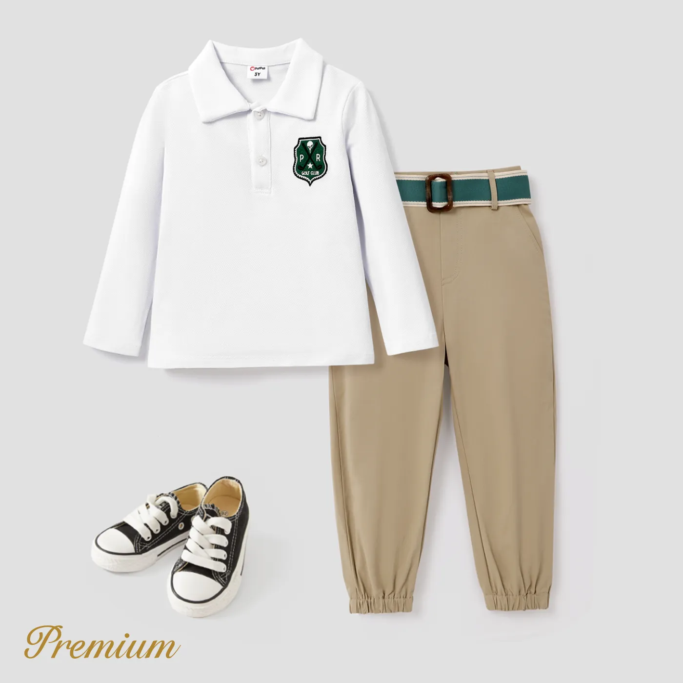3 pcs 100% Cotton Medium Thickness School Style Toddler Boy Set with Lapel