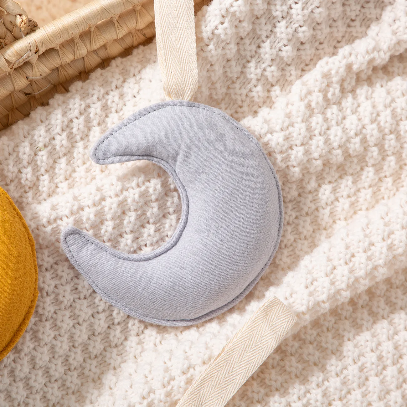 Baby Pacifier Clip with Cotton Moon for Anti-drop Bluish Grey