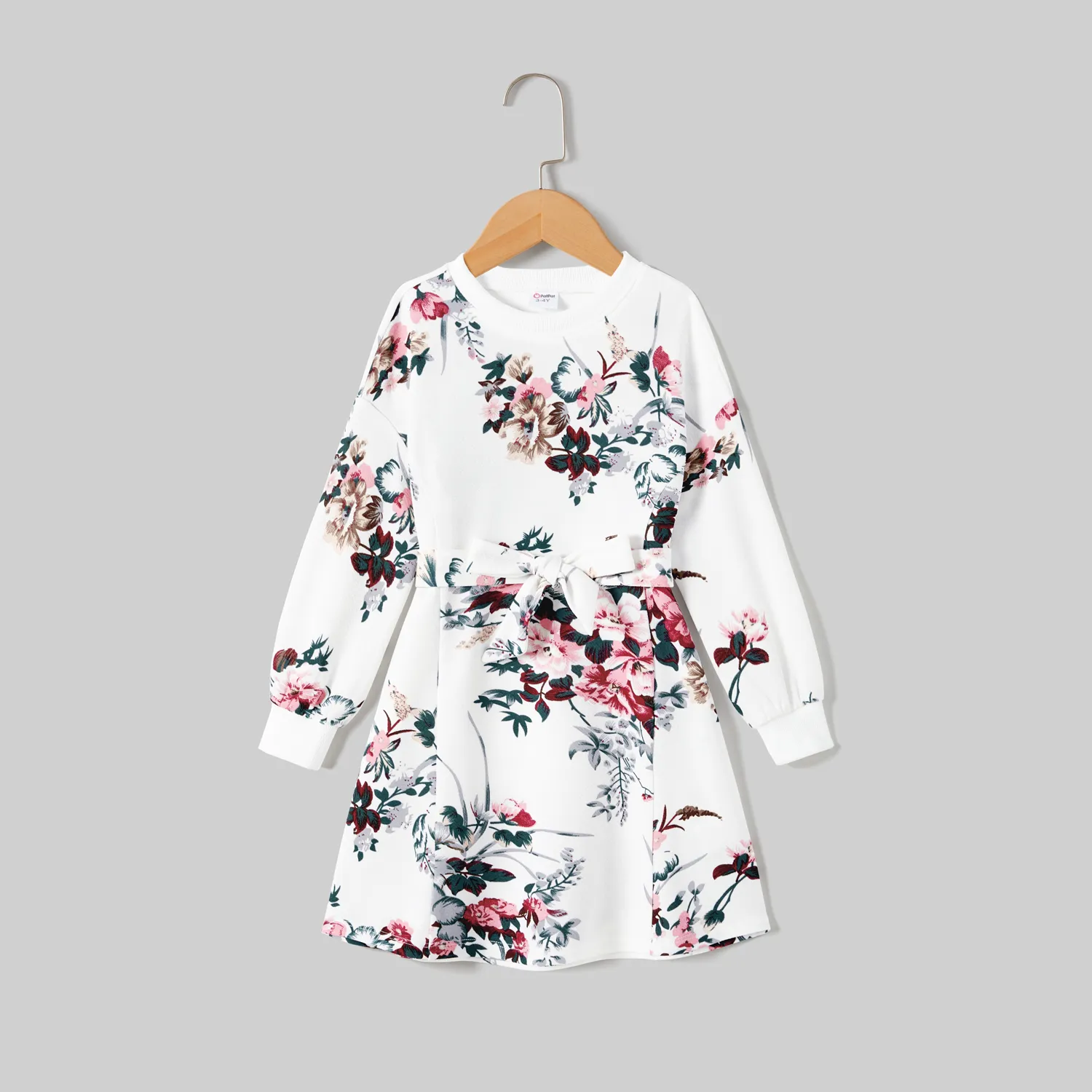 

Mommy and Me Flora Print Long-sleeve Belted Dresses