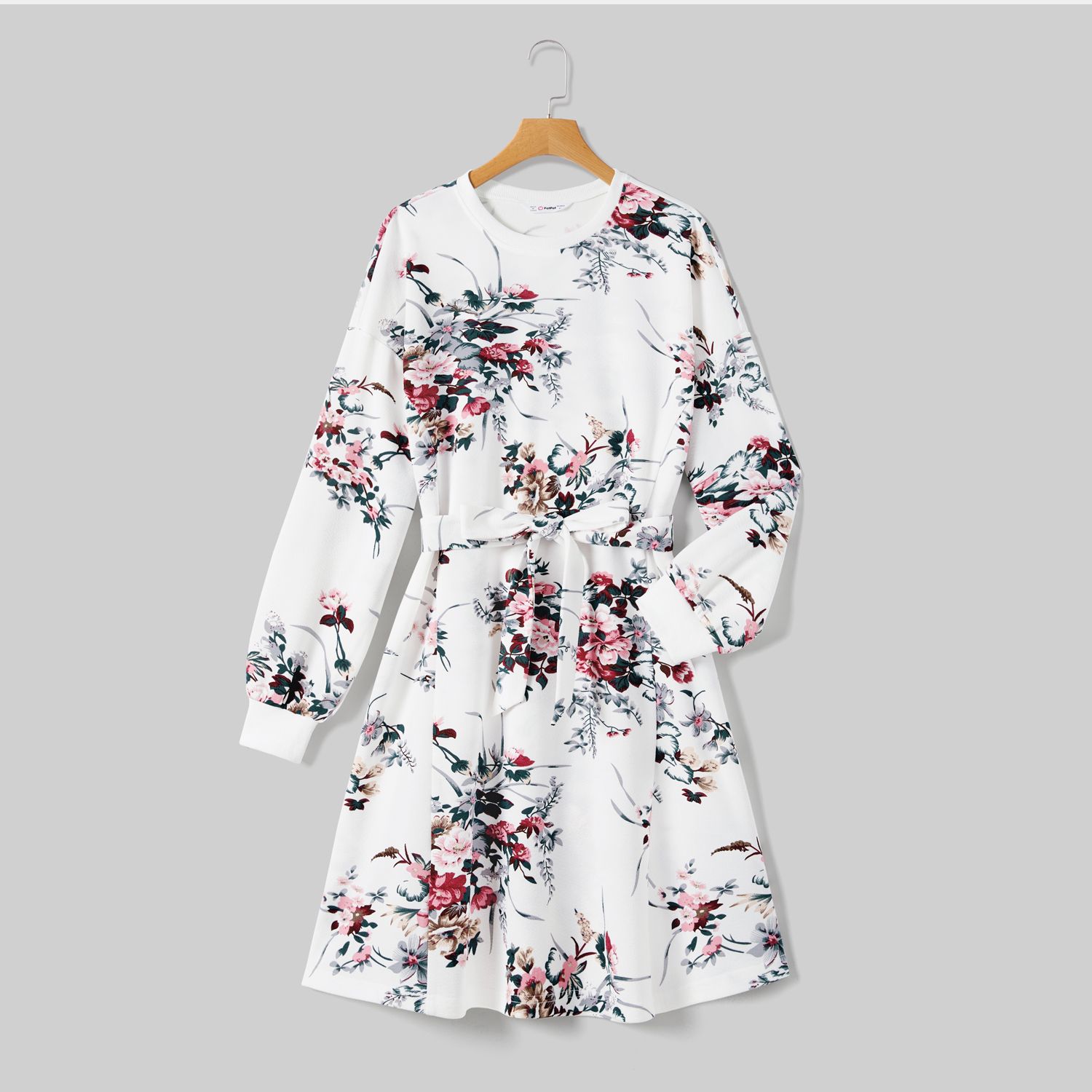 

Mommy and Me Flora Print Long-sleeve Belted Dresses