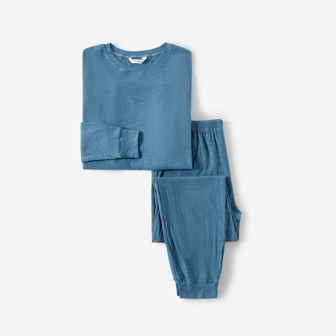 Family Matching Solid Color Long Sleeve Snug-fitting Pajamas Sets