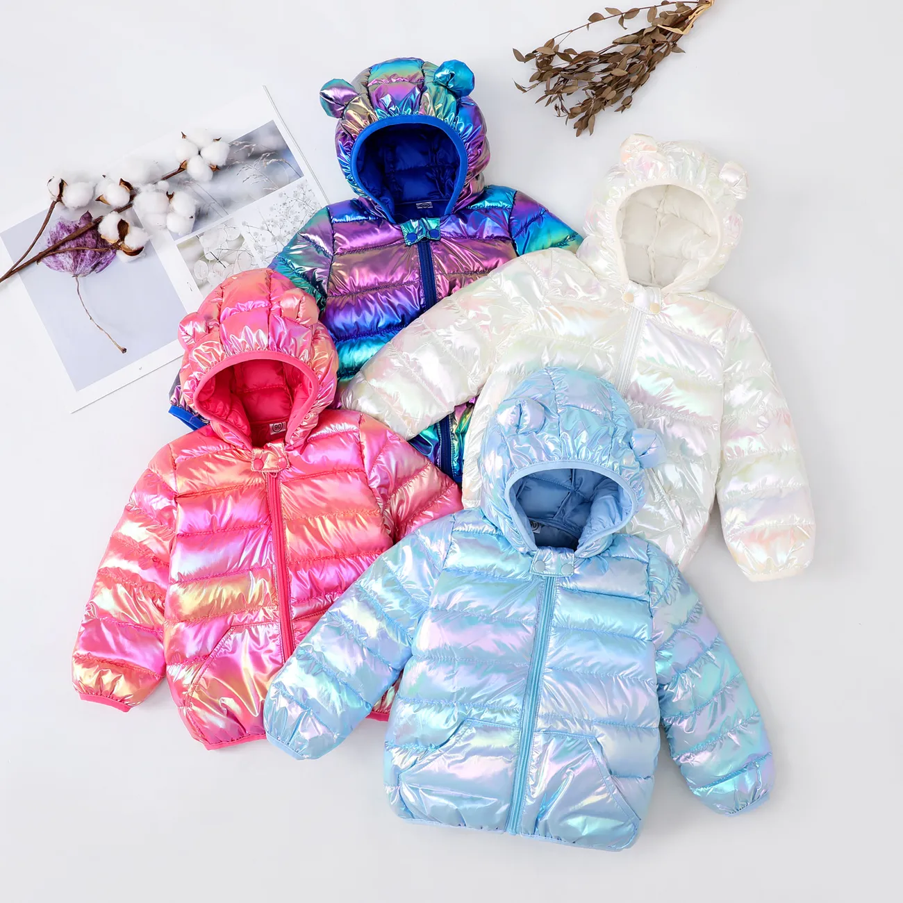  Toddler Boy/Girl Childlike 3D Ear Design Winter Coat Purple big image 1