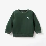 Baby Boy Animal Pattern Dinosaur Embroidery Long Sleeves Sweatshirt Dark Green