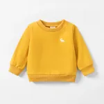 Baby Boy Animal Pattern Dinosaur Embroidery Long Sleeves Sweatshirt Yellow
