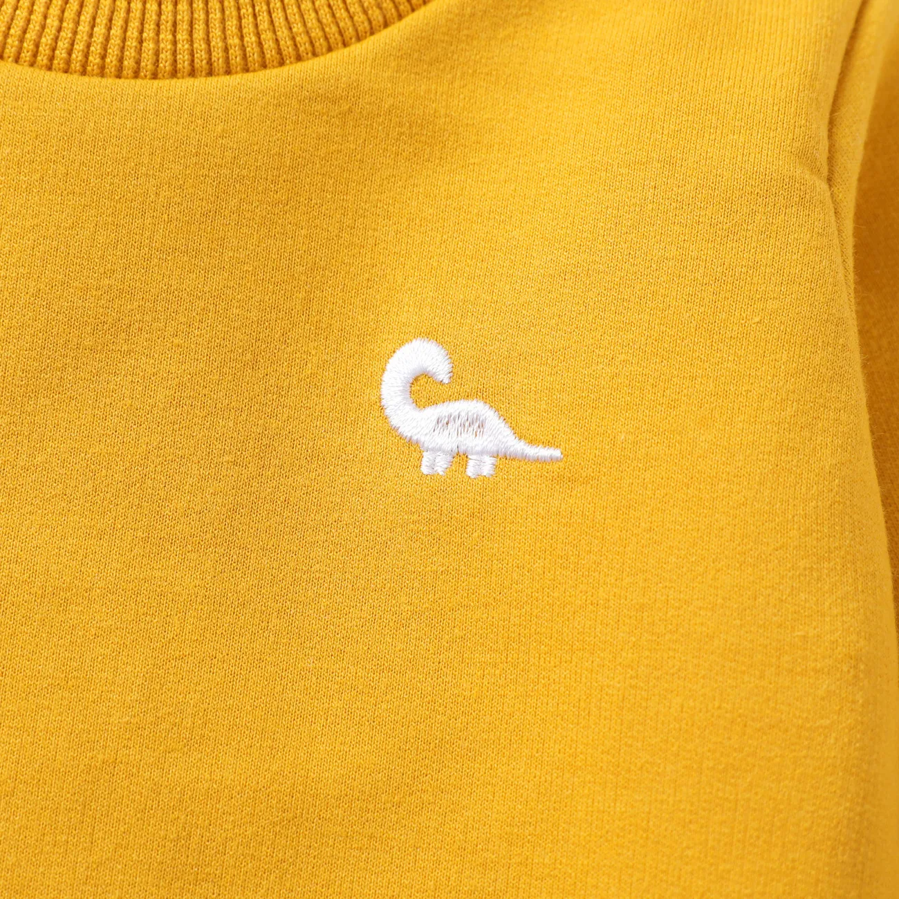 Baby Boy Animal Pattern Dinosaur Embroidery Long Sleeves Sweatshirt Yellow big image 1