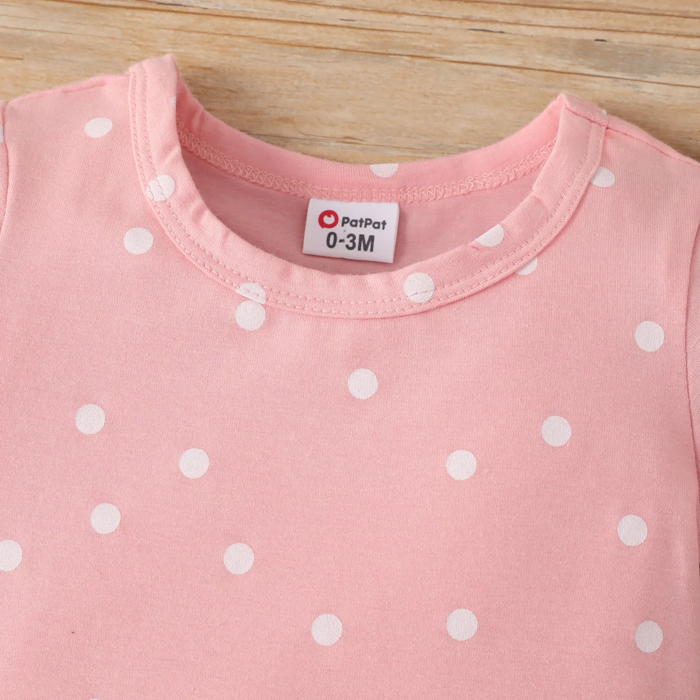 Baby Boy/Girl Allover Stars Polka Dots Print Short-sleeve Romper Pink image 4
