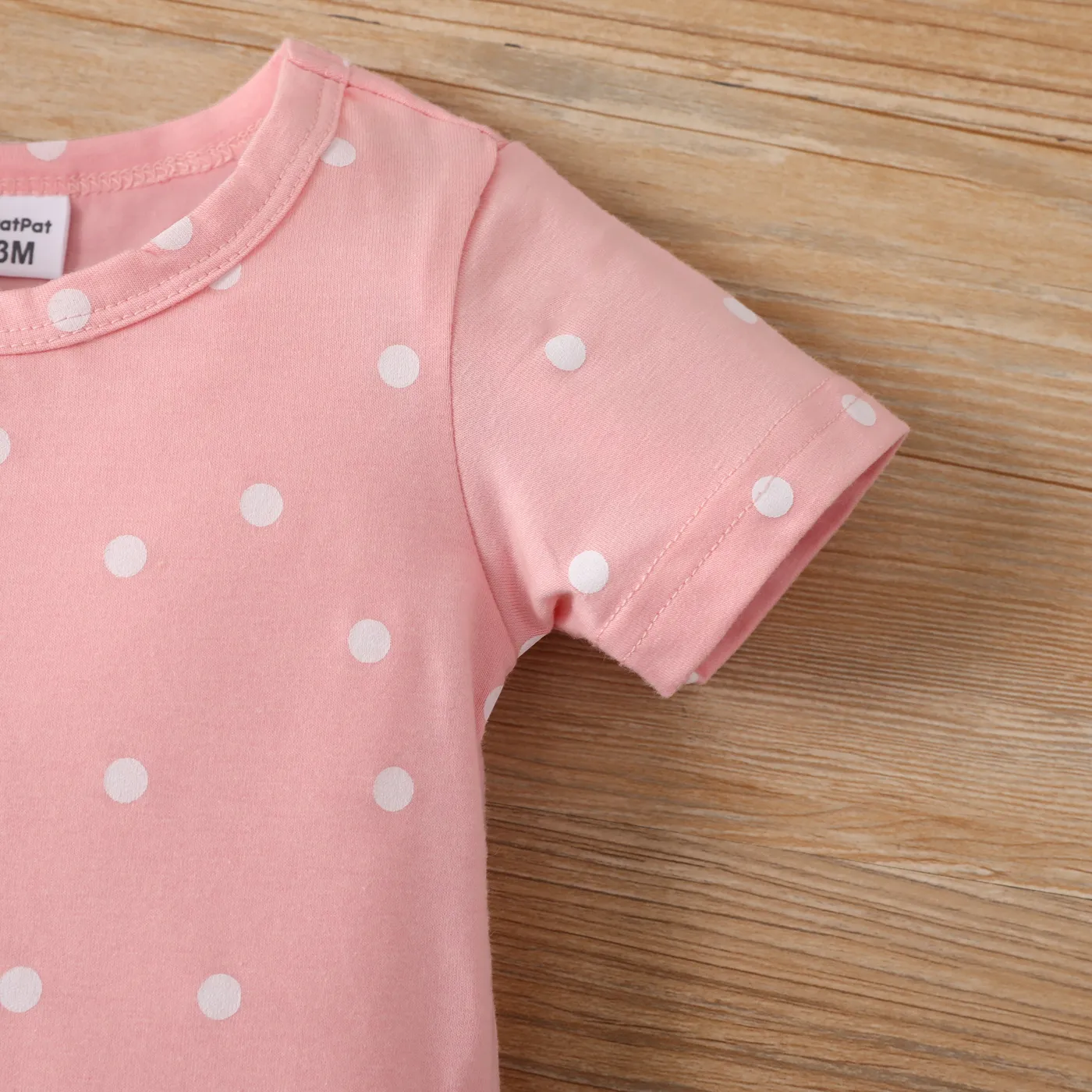 Baby Boy/Girl Allover Stars Polka Dots Print Short-sleeve Romper Pink image 5