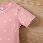 Baby Boy/Girl Allover Stars Polka Dots Print Short-sleeve Romper Pink image 5