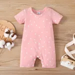 Baby Boy/Girl Allover Stars Polka Dots Print Short-sleeve Romper Pink