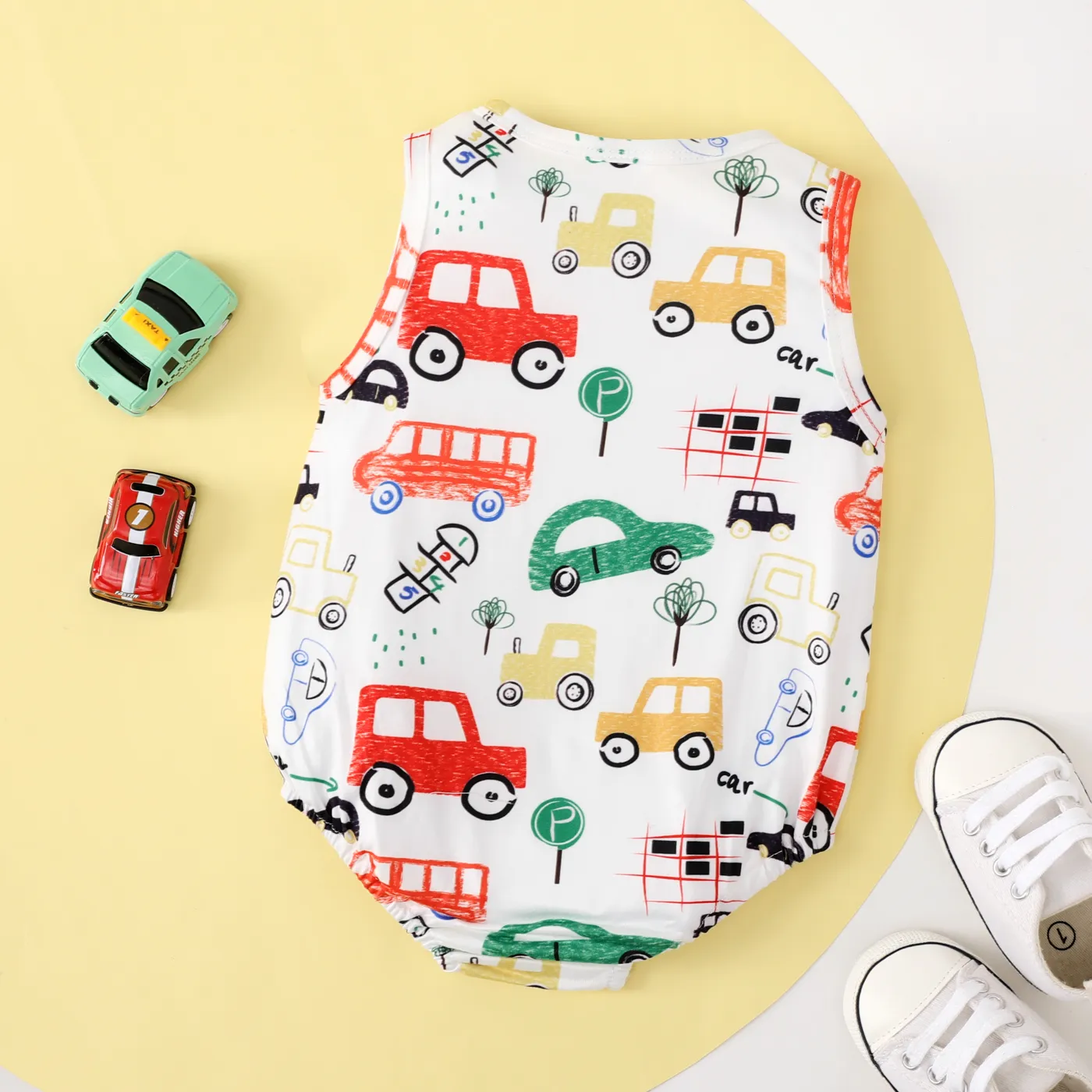 Baby Boy Vehicle Car Print Tank Bodysuit  image 2