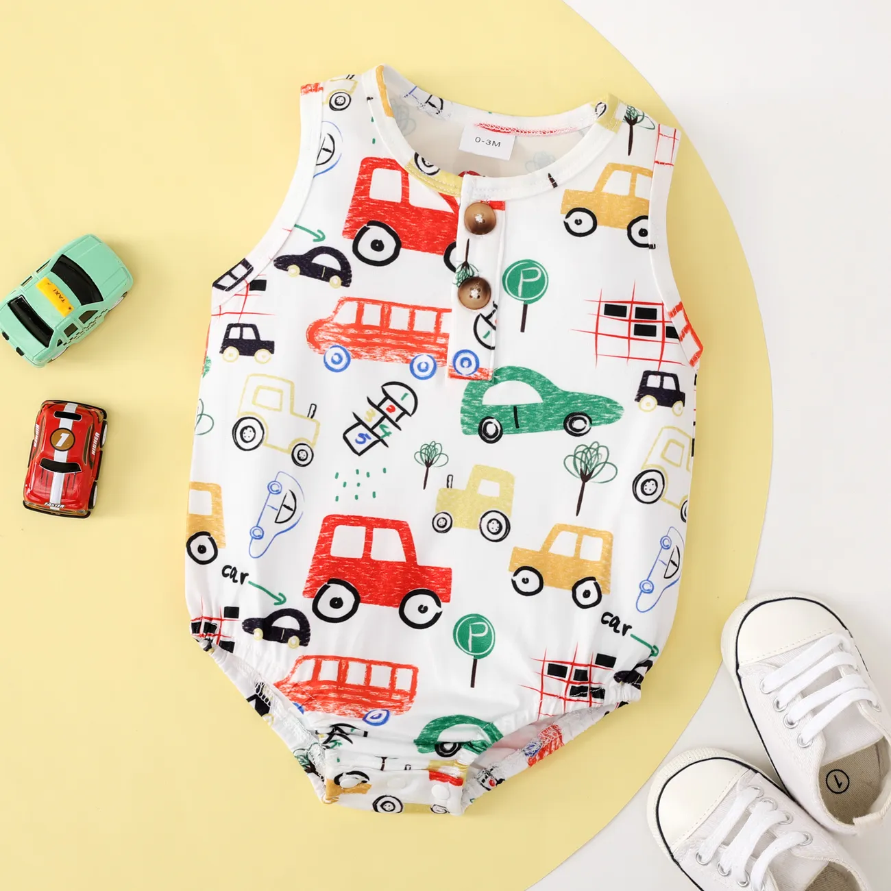 Baby Boy Vehicle Car Print Tank Bodysuit big image 1