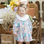 100% Cotton Medium Thickness Long Sleeves Elegant Baby Girl Dress with Puff Sleeves and Floral Pattern  image 2