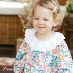 100% Cotton Medium Thickness Long Sleeves Elegant Baby Girl Dress with Puff Sleeves and Floral Pattern  image 4
