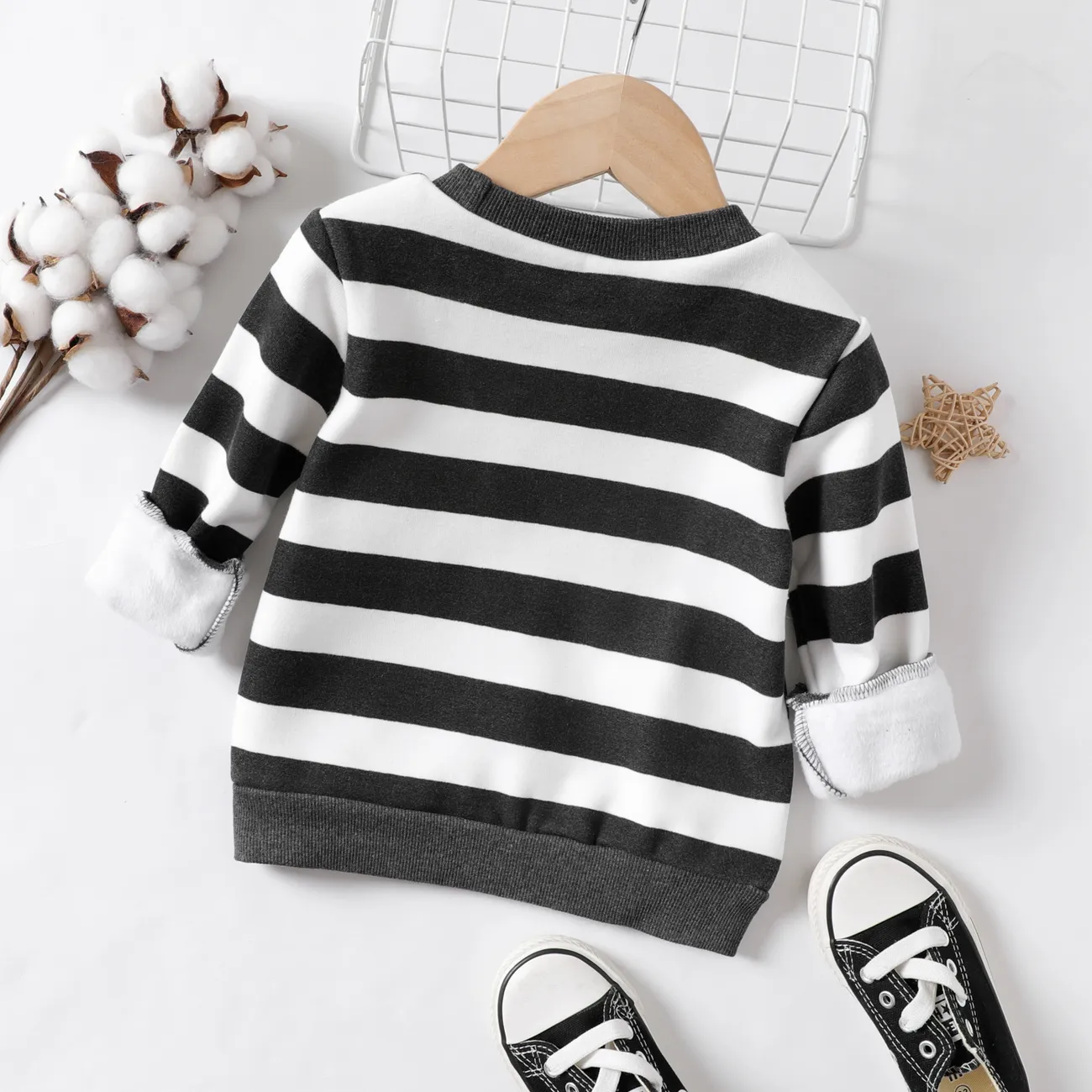Toddler Boy Casual Striped Long Sleeve Sweatshirt  Dark Grey big image 1