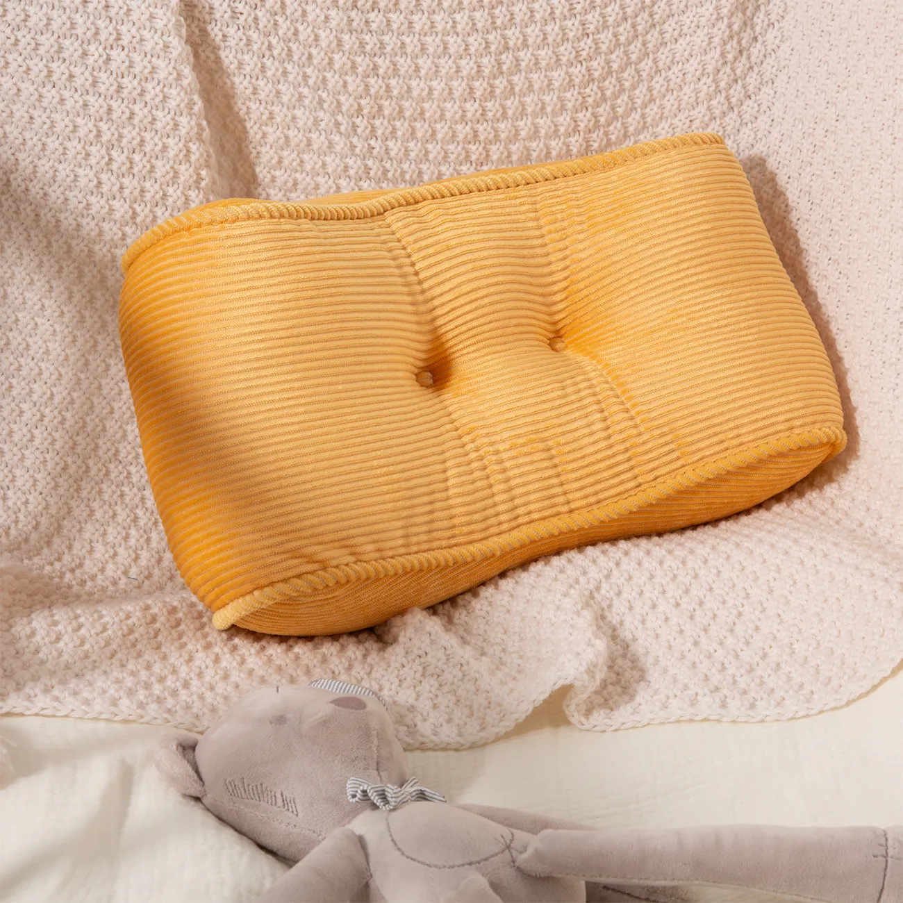 Velvet PP Cotton Waist Pillow - Comfortable and Supportive for Office, Car, or Pregnancy Yellow image 2
