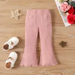 Toddler Girl Basic Solid Ribbed Pants Pink