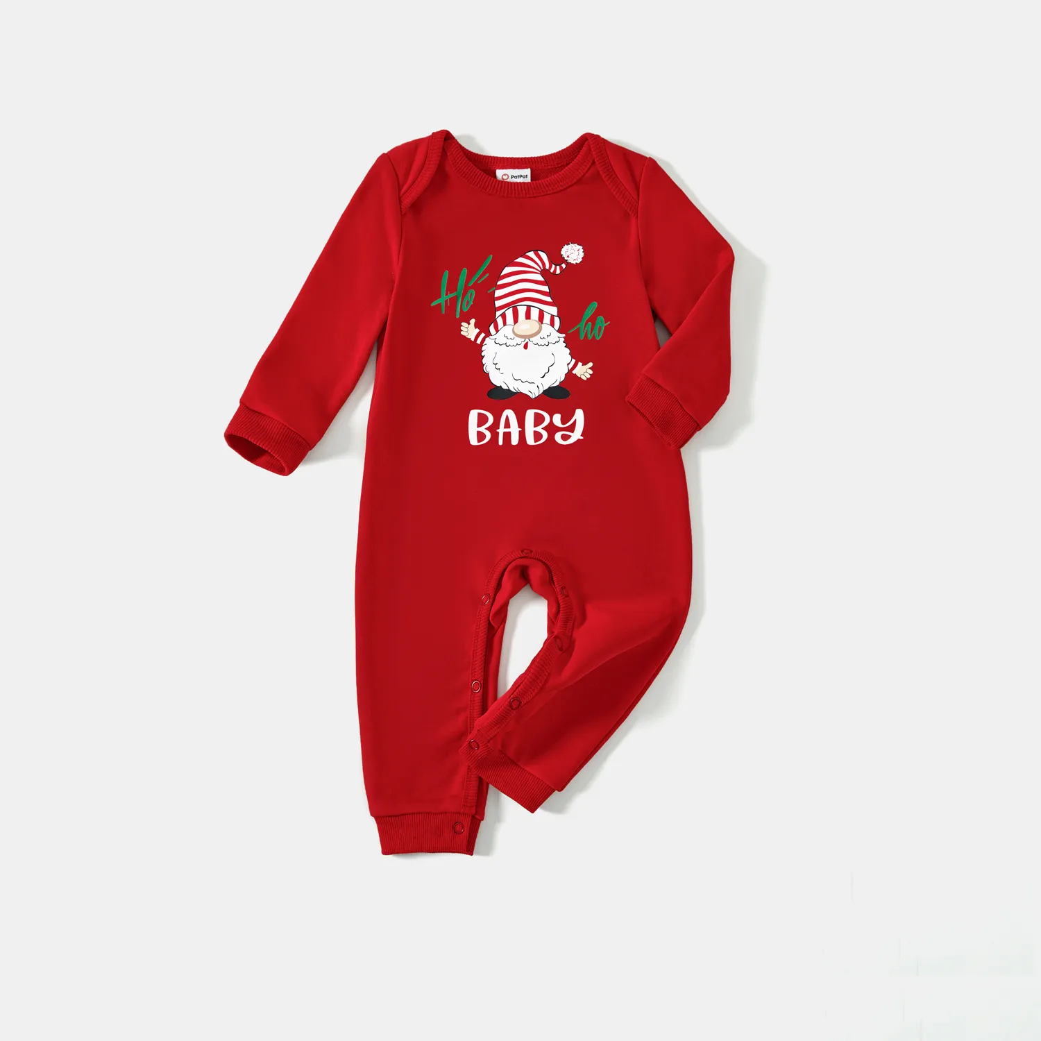 Family Matching Solid Color Santa&Letters Print Long Sleeve Cotton Tops Red big image 1