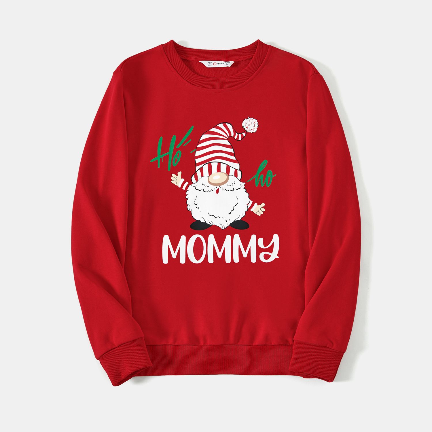 Family Matching Solid Color Santa&Letters Print Long Sleeve Cotton Tops