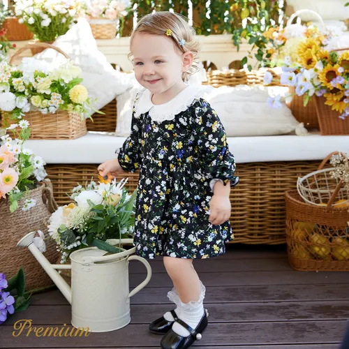 Elegant Long Sleeve Floral Dress for Baby Girl