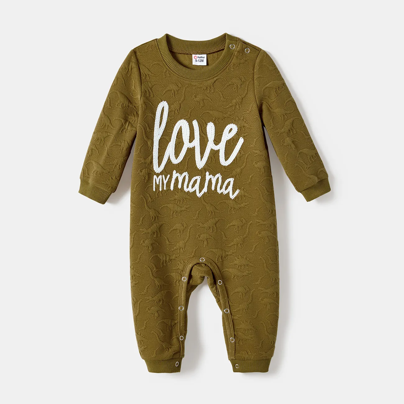 Family Matching 3D Dinosaur Pattern Letters Print Long-sleeve Casual Tops big image 1