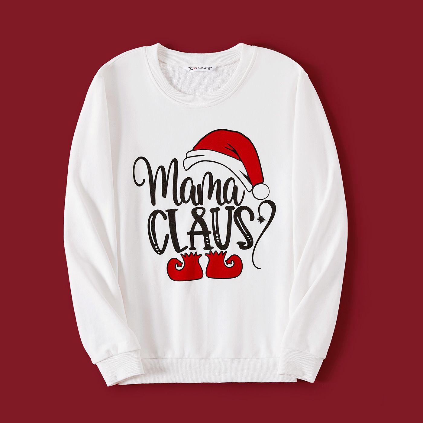 

Christmas Family Matching Letters & Santa Hat Print Cotton Long Sleeve Tops
