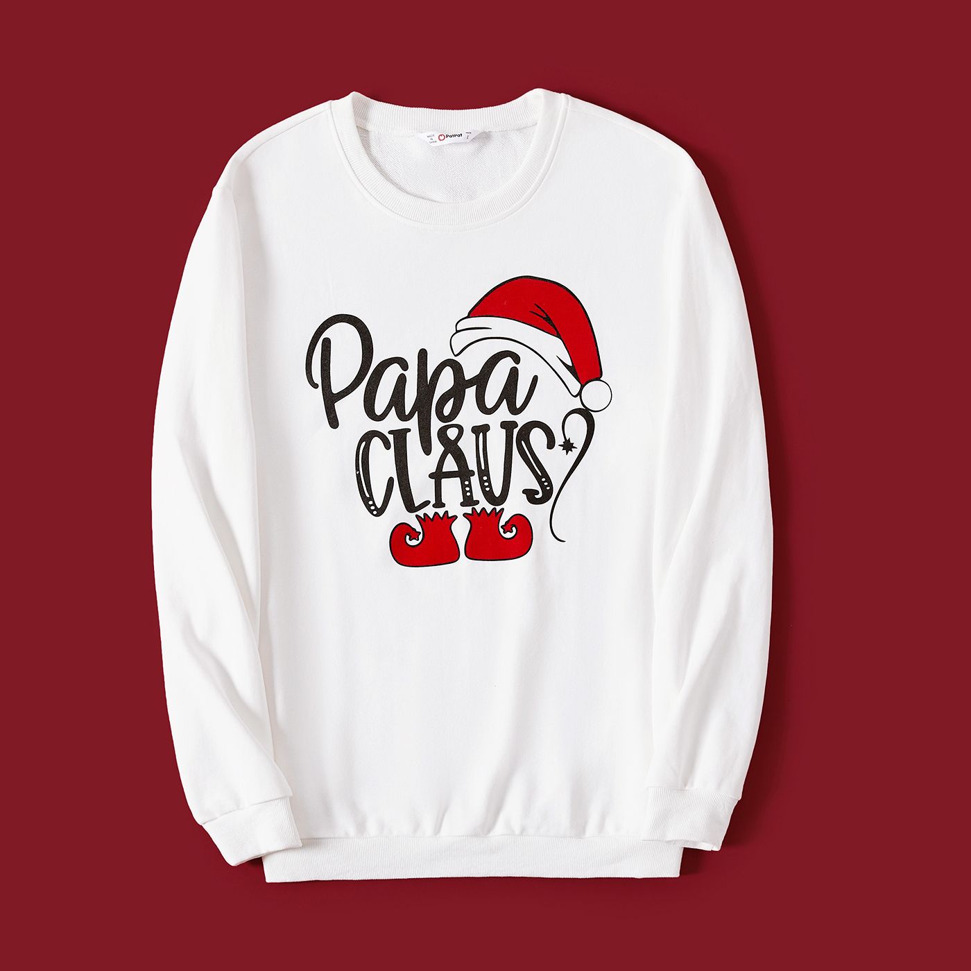 Christmas Family Matching Letters & Santa Hat Print Cotton Long Sleeve Tops