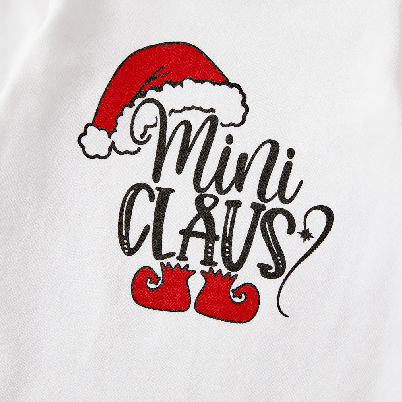 Christmas Family Matching Letters & Santa Hat Print Cotton Long Sleeve Tops White image 4