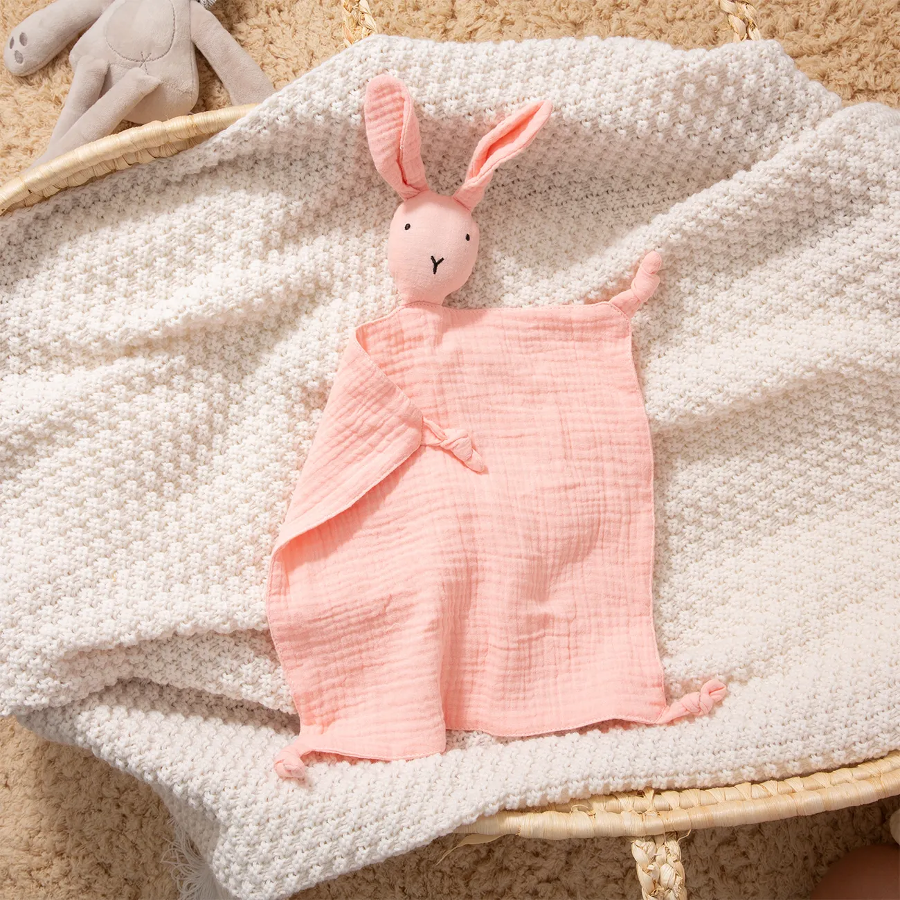Bavoir bébé bave à double couche en mousseline de mousseline de lapin Rose big image 1