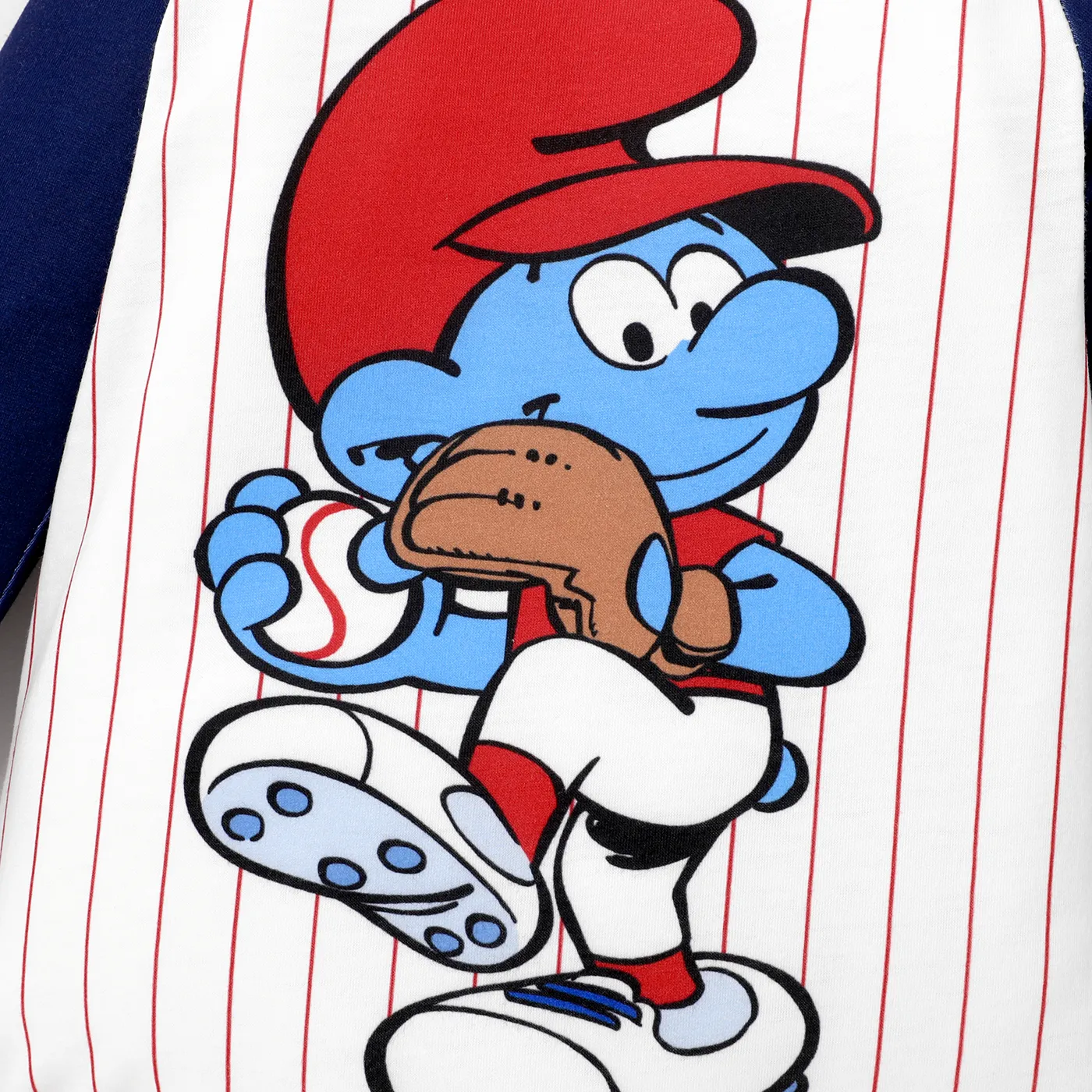O Personagem Smurfs Baby Boy & Macacão de manga comprida com estampa listrada Branco image 4